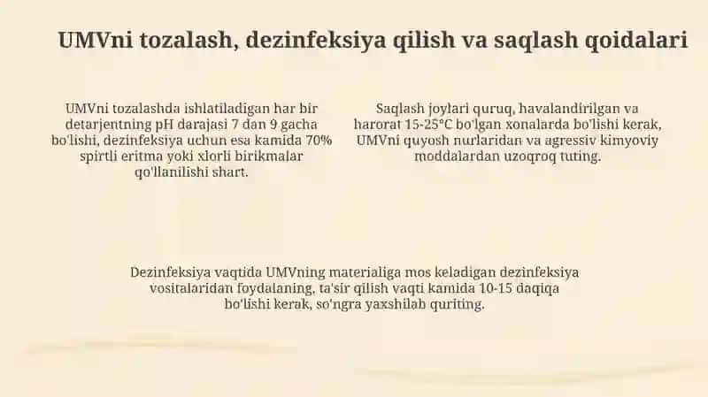 Jamoaviy himoya vositalariga qòyilgan sanitar-gigiyenik talablar 4