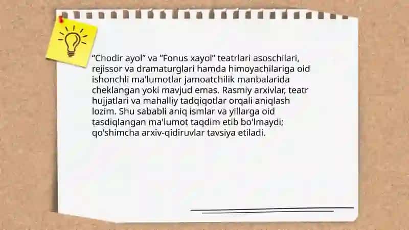“Chodir ayol” va “Fonus xayol” teatrlari tarixi 4