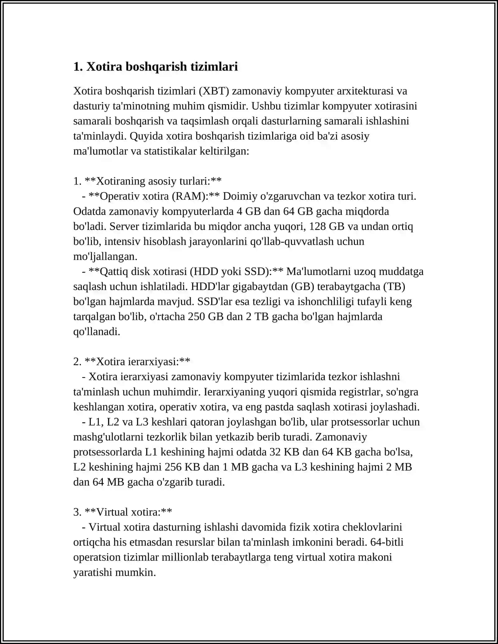 Xotira boshqarish tizimlari 4