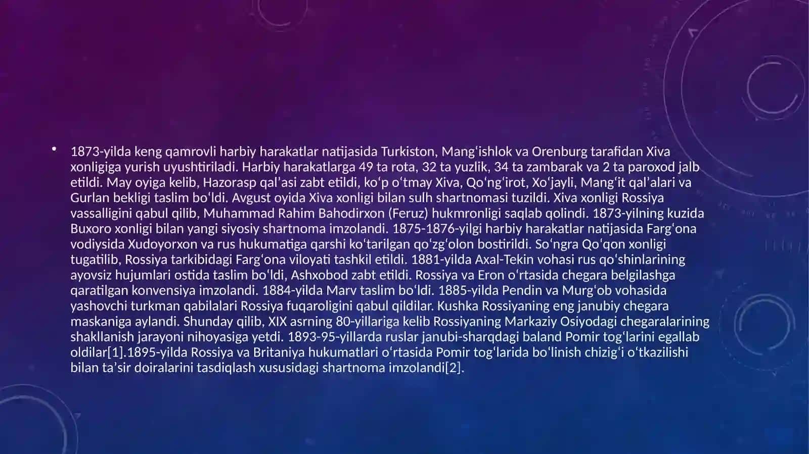 Oʻrta Osiyoning Rossiya imperiyasi tomonidan bosib olinishi 4