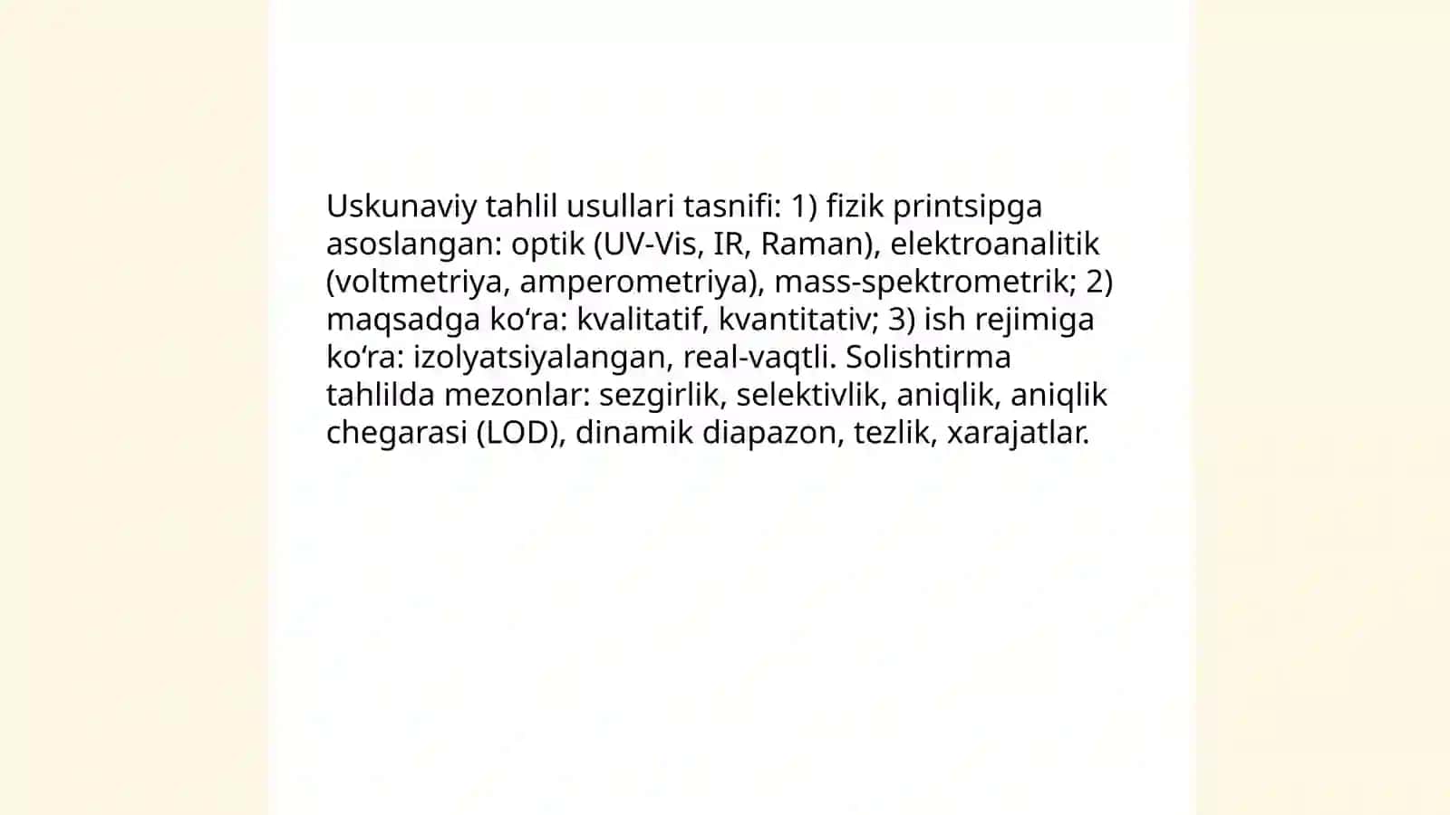 Tahlilni uskunaviy usullari, tasnifi. Molekulyar spektral tahlil. Tahlilni optik usullari 4