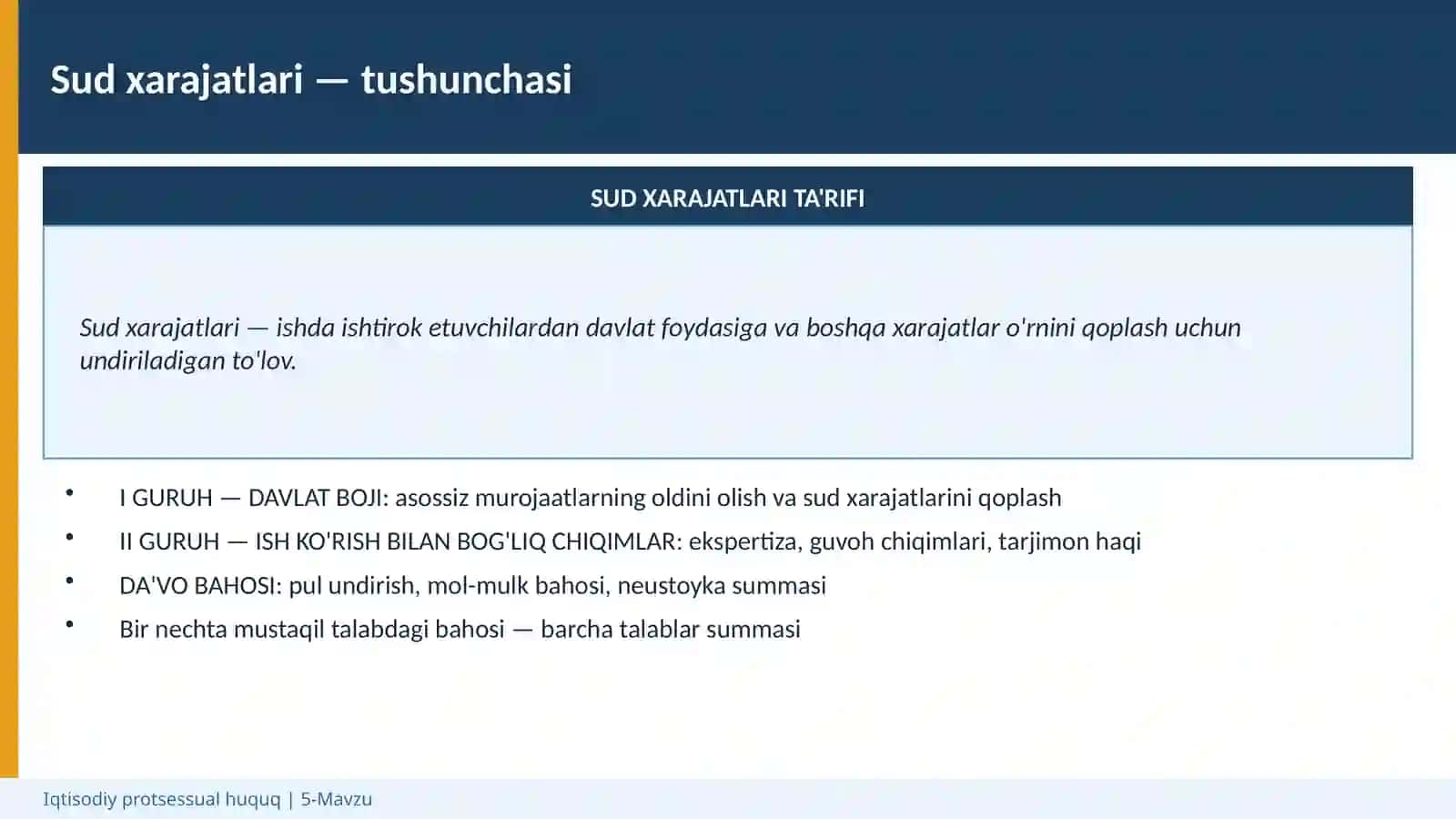 Sud xarajatlari va protsessual muddatlar 4