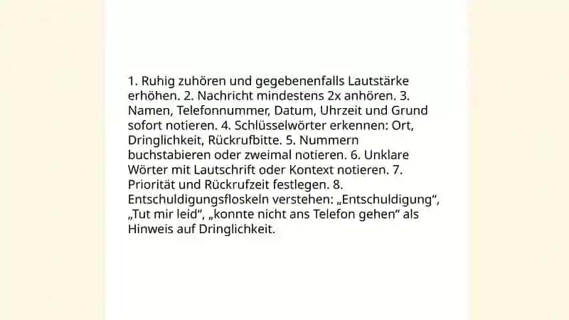 Anrufbeantworter: Nachrichten verstehen Telefongespräche: sich entschuldigen 4