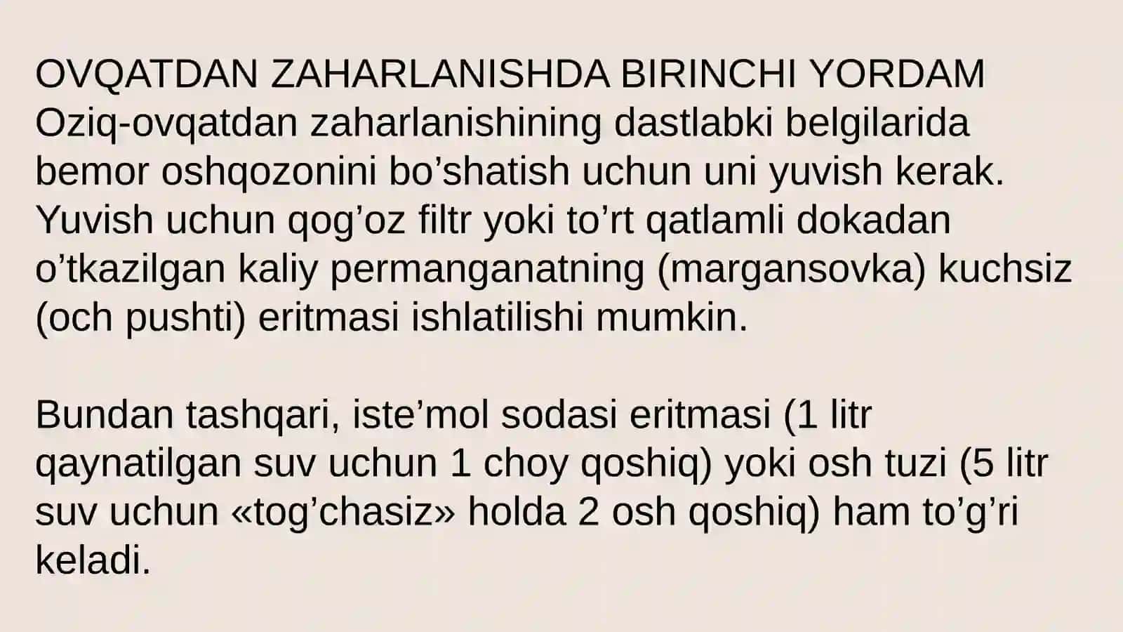 Ovqatdan zaharlanishlar va ularni oldini olish choralari 4