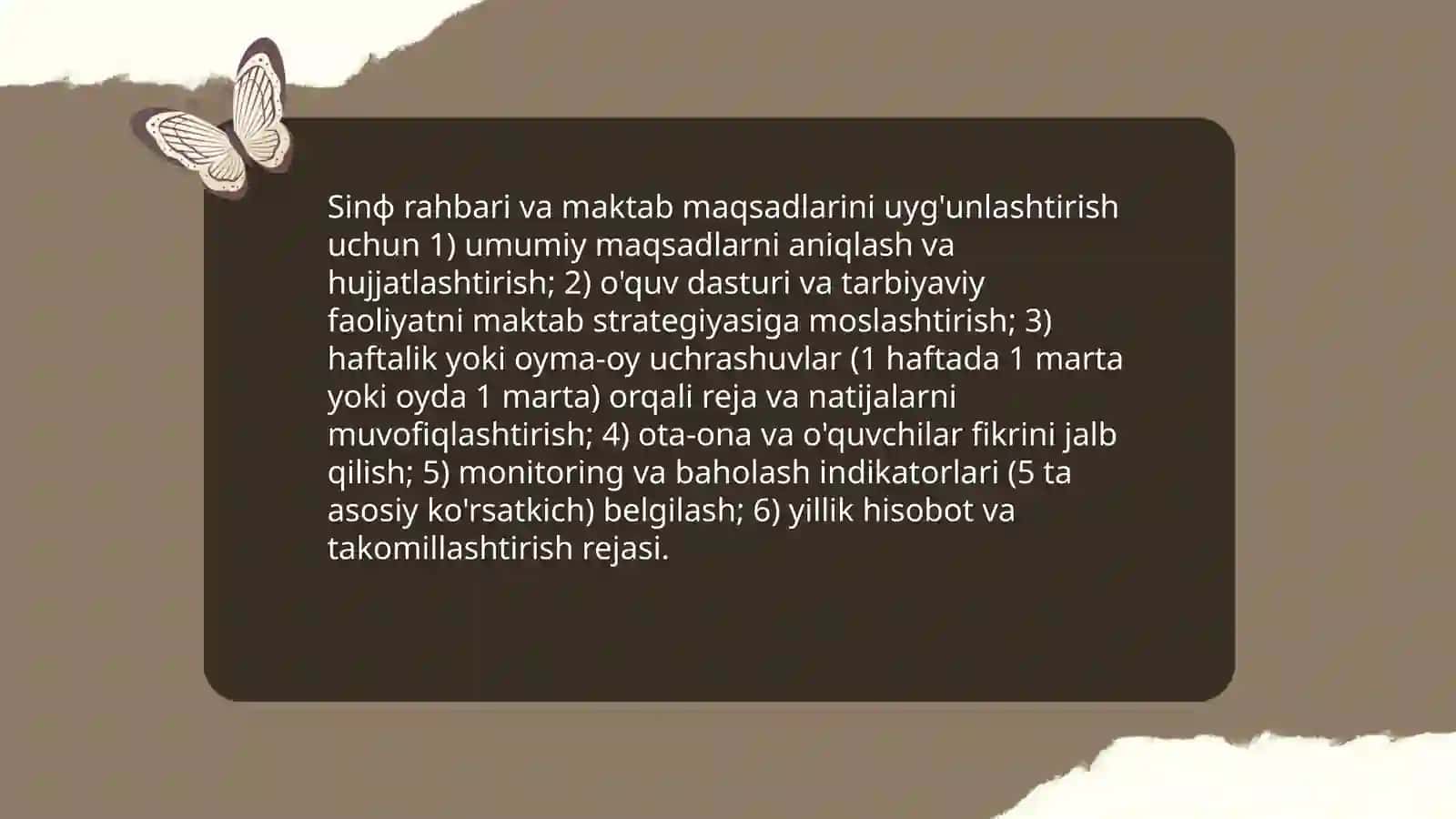 Sinf rahbari, maktab, oʻquvchilarining jamoasi faoliyatini rejalashtirish 4