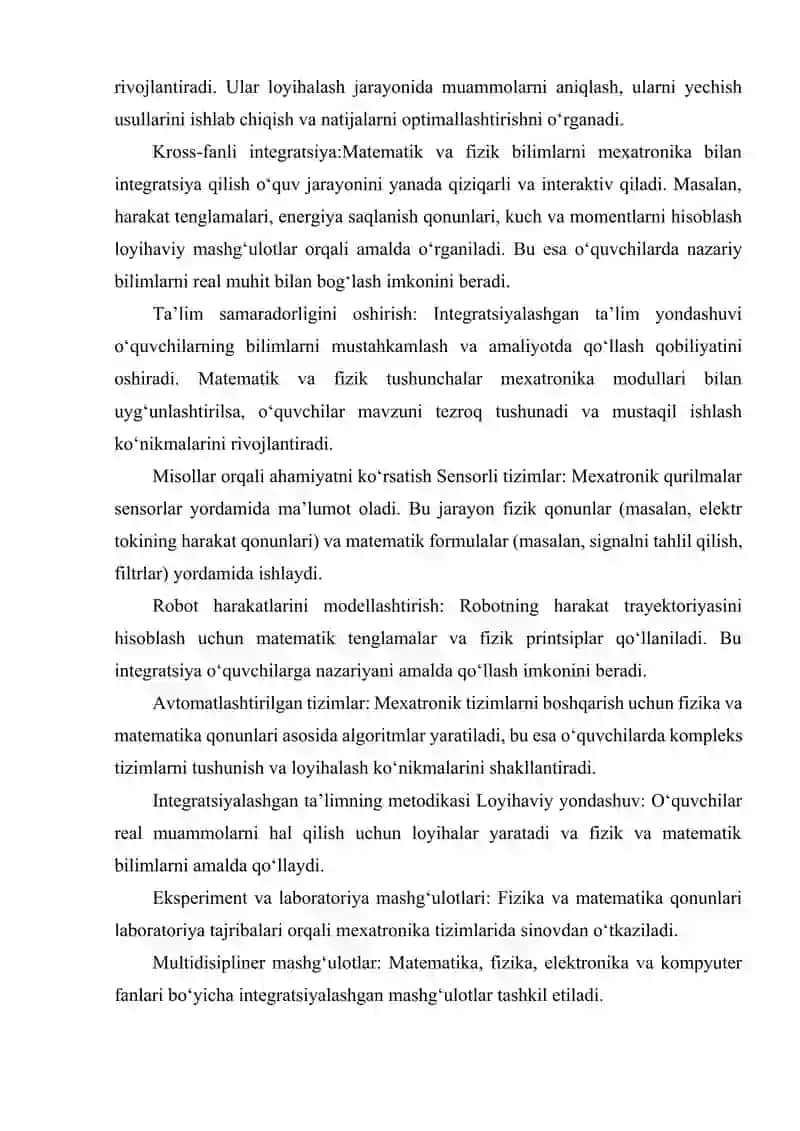 MEXATRONIKA FANLARINI O‘QITISHDA MATEMATIKA VA FIZIKA INTEGRATSIYASINING AHAMIYATI 4