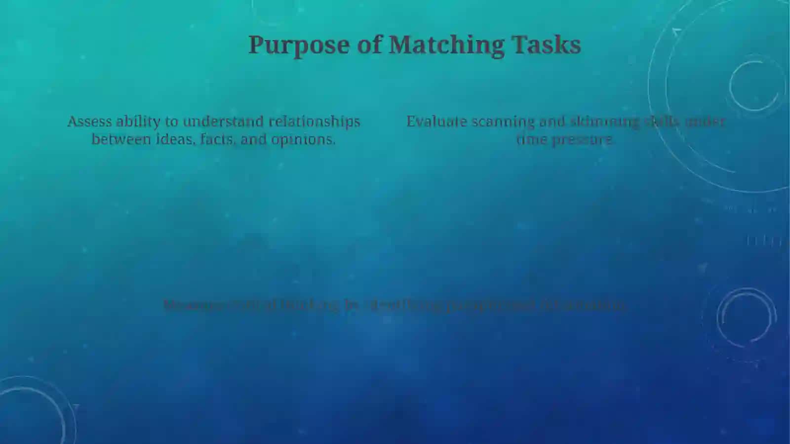 Pairing Information Matching Tasks 4