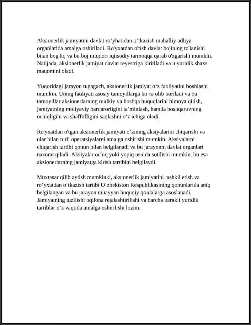 Aksionerlik jamiyatini tashkil etish 4
