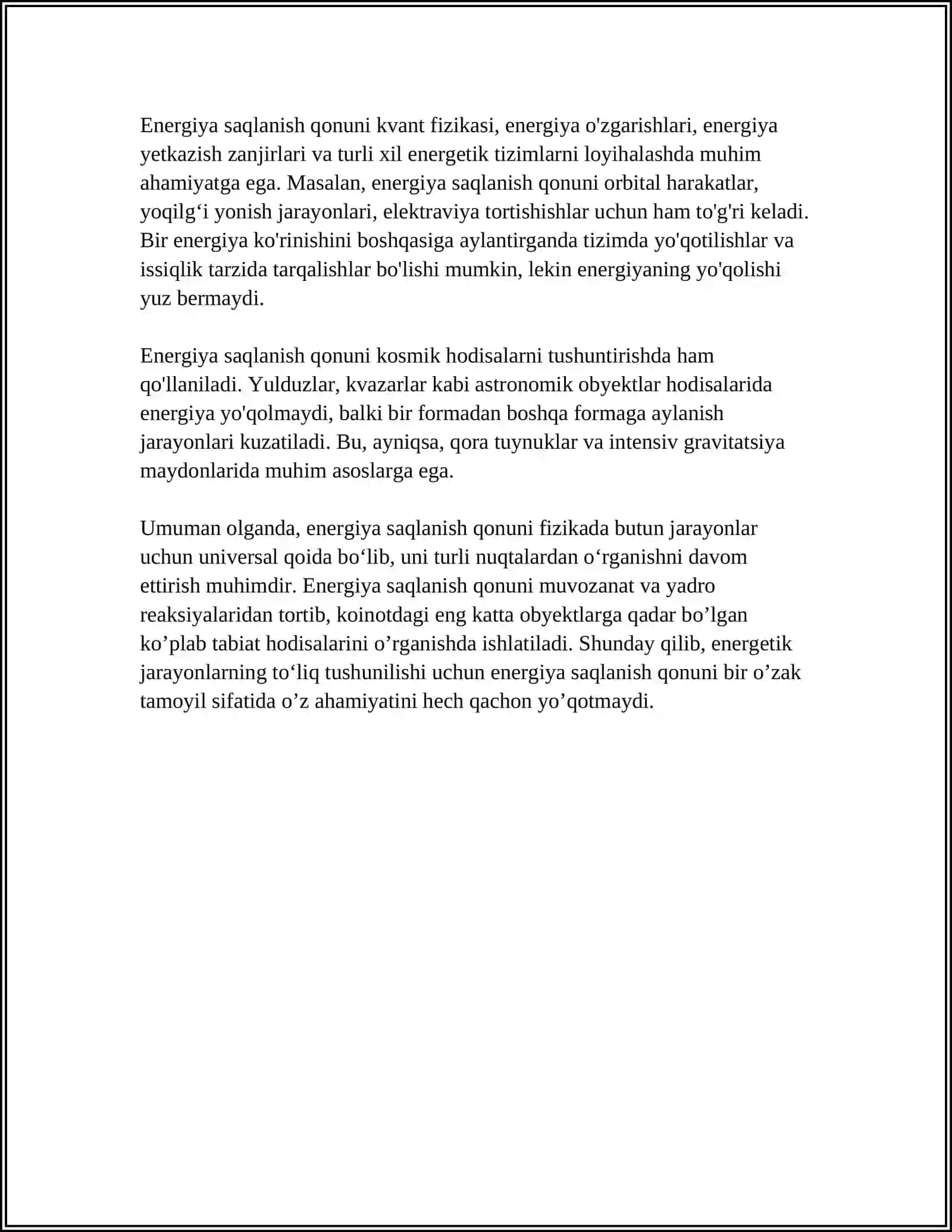ENERGIYANING SAQLANISH VA AYLANISH QONUNI 4