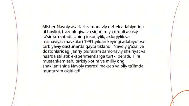 Navoiy asarlarining zamonaviy oʻzbek adabiyotiga taʼsiri 4