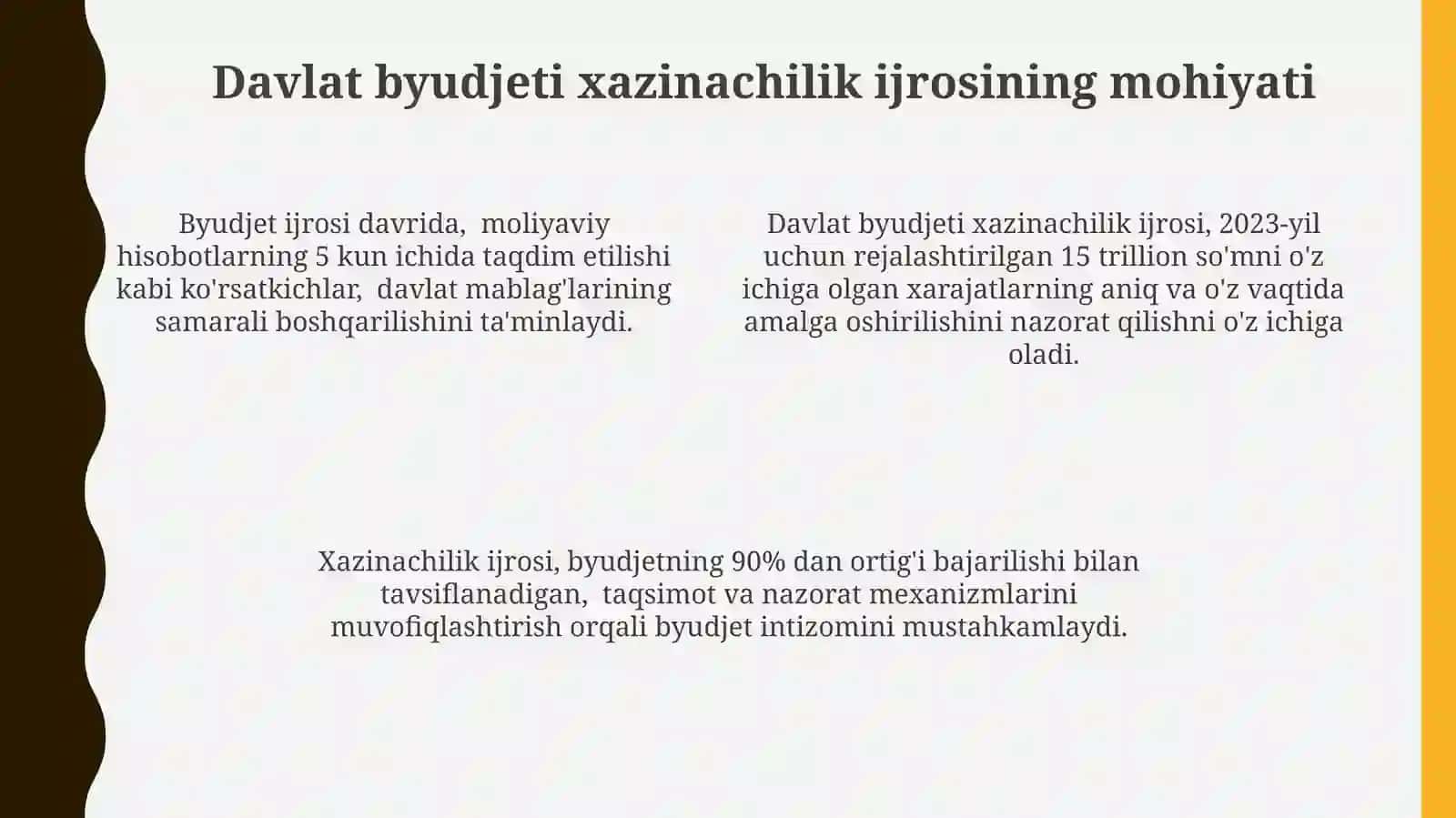 Davlat byudjeti xazina ijrosining mohiyati va ahamiyati 4