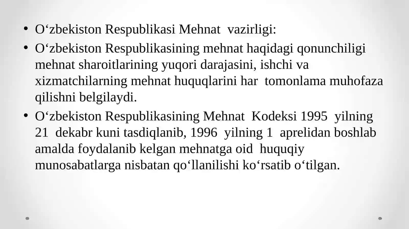 “Mehnatni muhofaza qilish to‘g‘risida”gi O‘zbekiston Respublikasi qonunining ahamiyati 4