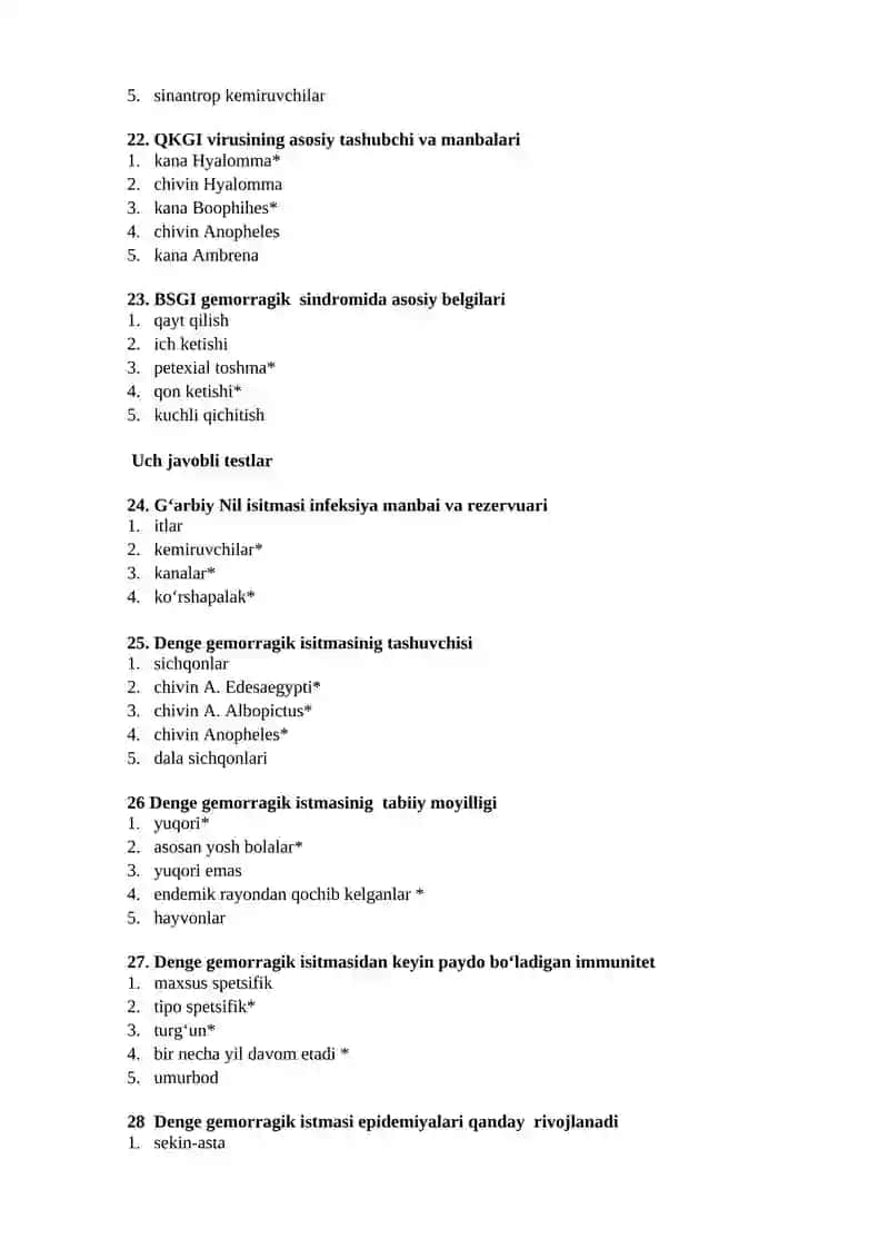 Gemorragik isitmalar umumiy tavsifi. Etiologiyasi, epidemiologiyasi, profilaktikasi va epidemiyaga qarshi chora-tadbirlarni olib borish 4