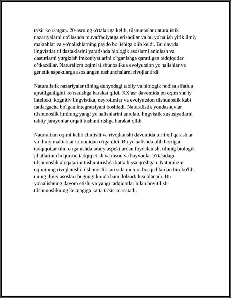 TILSHUNOSLIKDA NATURALIZM OQIMI 4