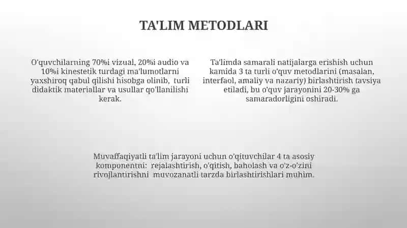 Taʼlimning metod usullari 4