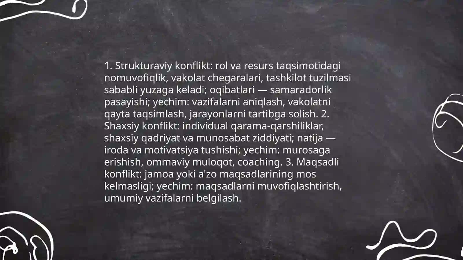 Jamoadagi konflikt va uni yechimga olib kelish yoʻllari 4