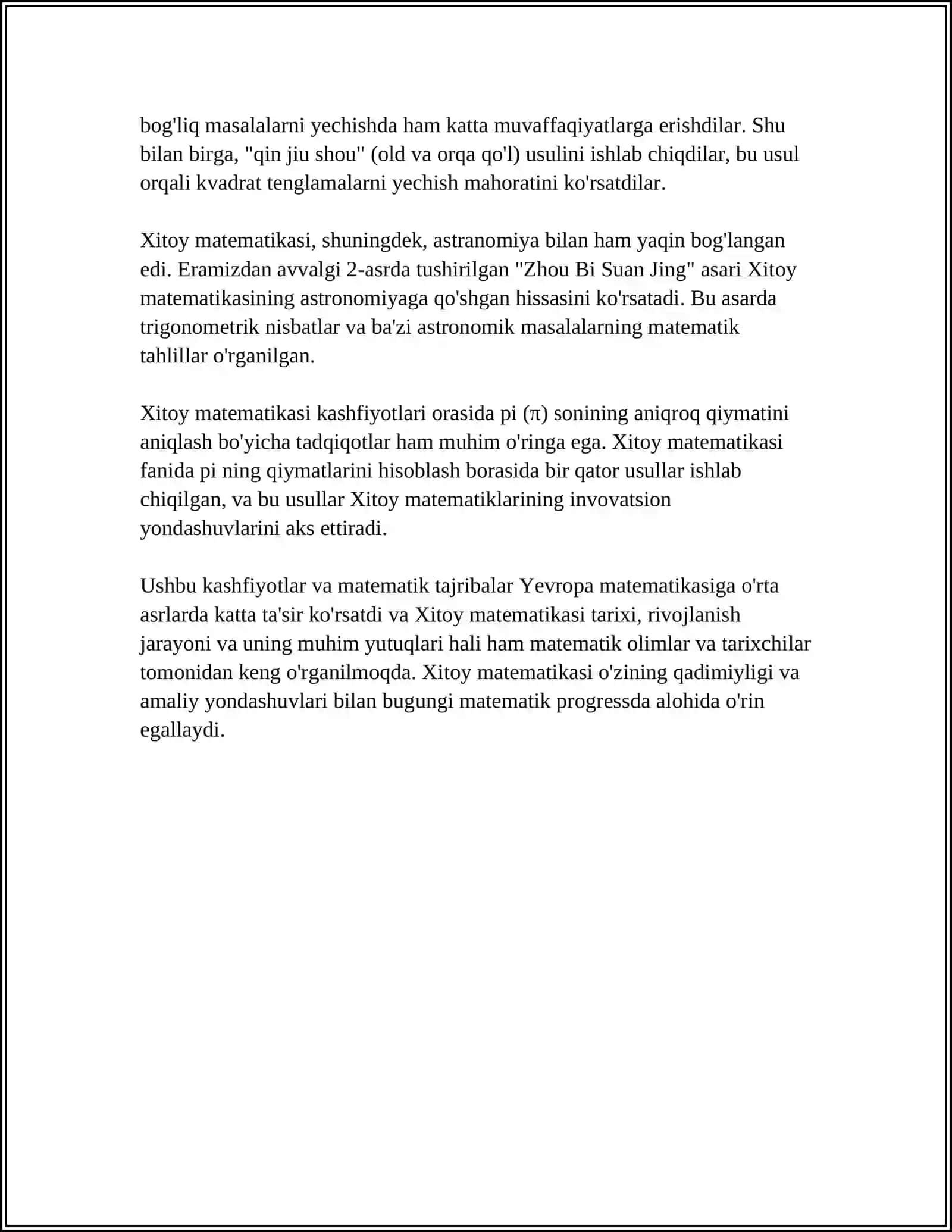 XITOY,MISR VA YUNONISTONNING MATEMATIK TIZIMLARDAGI FARQLAR 4