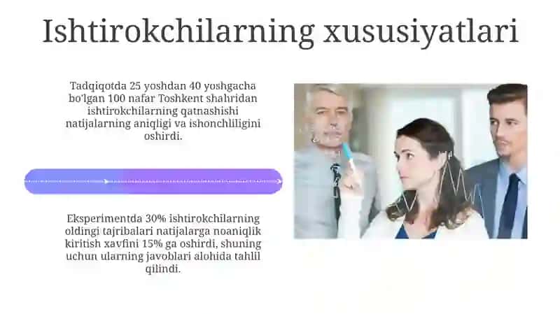 Sinaluvchilarning eksperimentda ishtirok etish effektlari 4