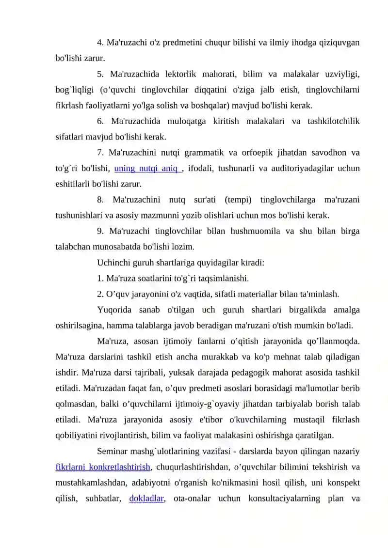 PEDAGOGIK-PSIXOLOGIK FANLARNI O`QITISH SHAKLLARI 4