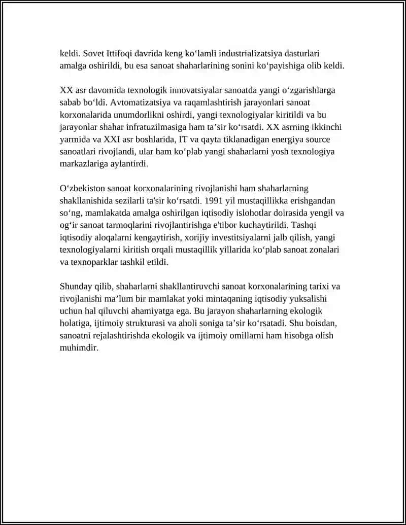SHAHARNI SHAKLLANTRUVCHI SANOAT KORXONALAR 4