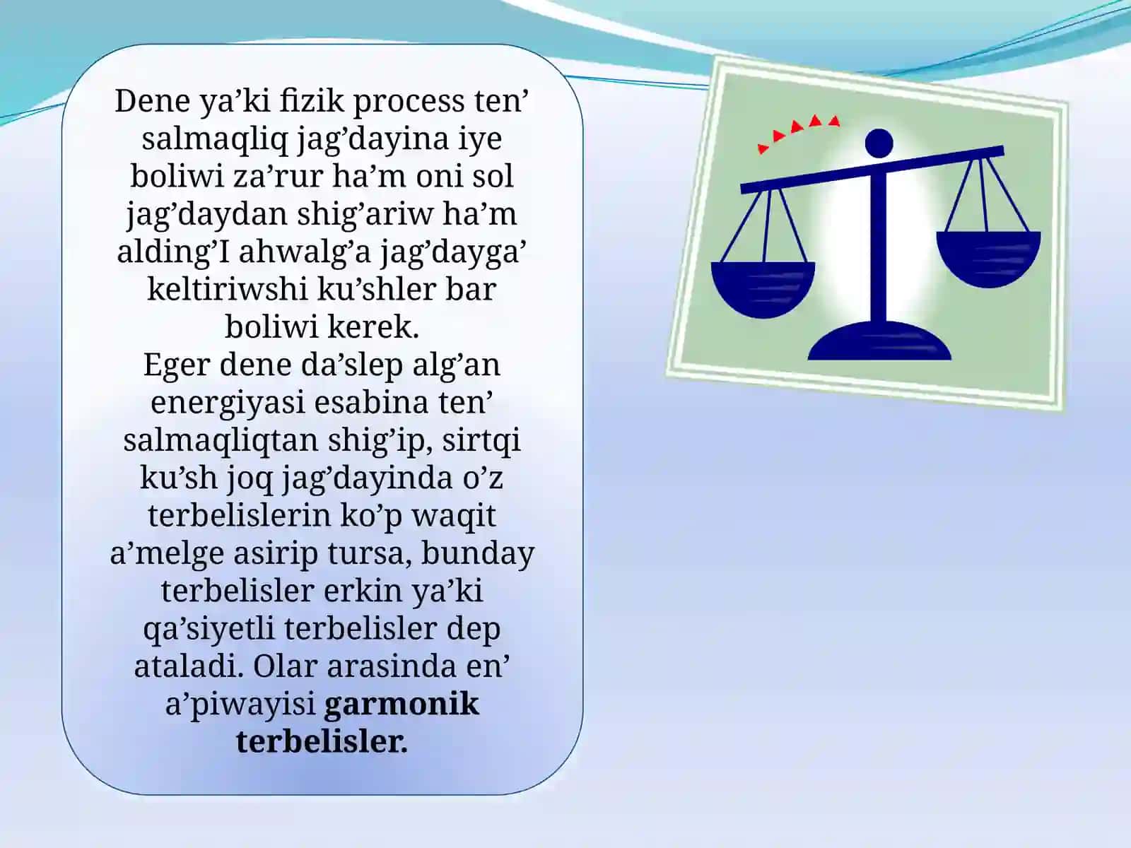 Garmonikaliq terbeli sha’reketi kinematikasi ha’mdinamikasi 4