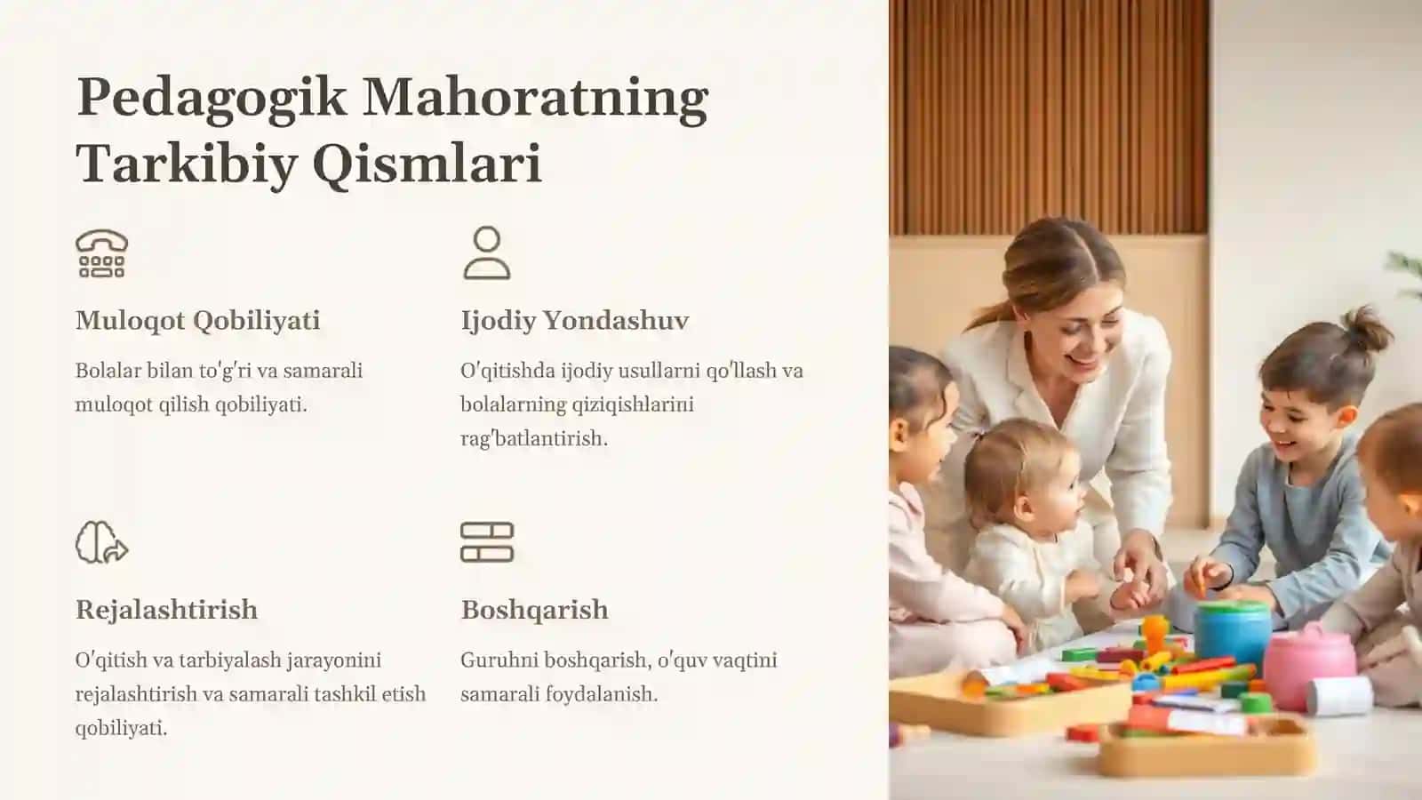 Maktabgacha Ta'limda Tarbiyachining Mahorati va Texnikasi 4