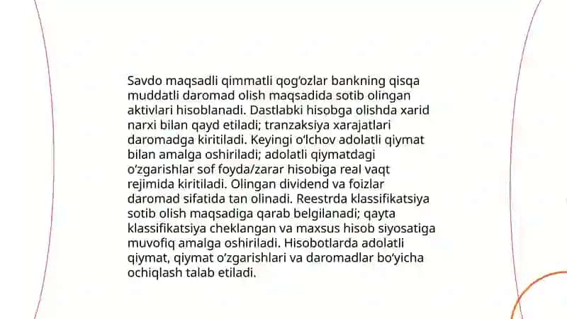 Qimmatli qog‘ozlarni hisobga olish prinsiplari banklarda 4