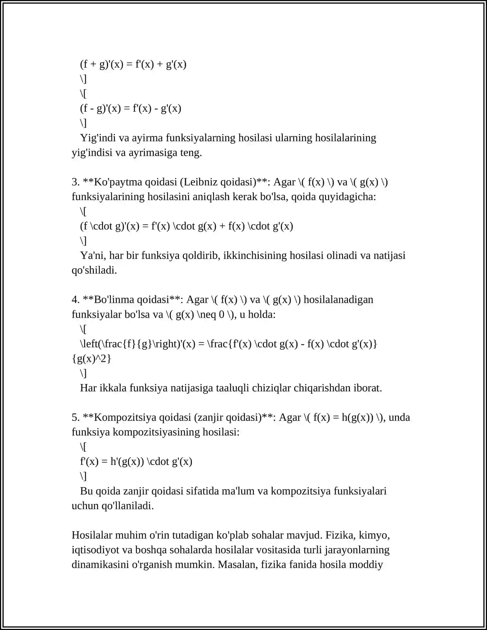 11-SINF MATEMATIKA KURSIDA "HOSILA VA UNING TATBIQLARI" BOBINI ÒQITISHDA INTERFAOL METODLARNI QÒLLASH 4