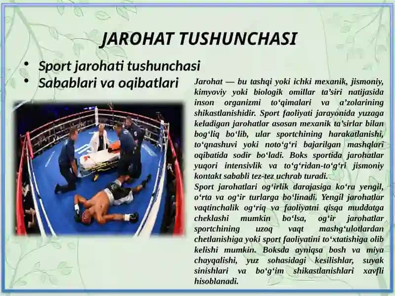 BOKSDA JAROHATLANISH VA UNING OLDINI OLISHmavzusida 4