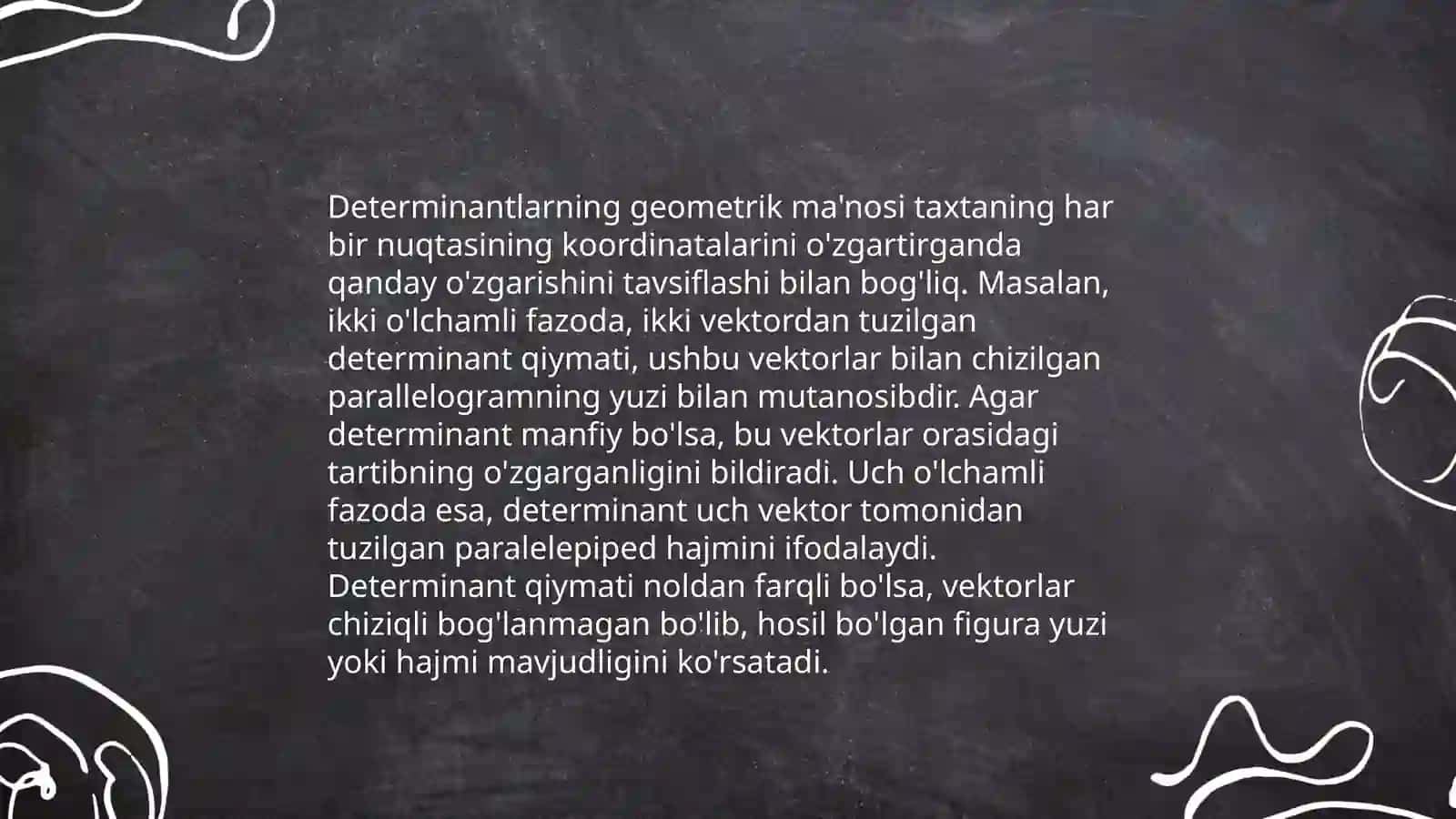 Matritsalar ustida amallarning xossalari n-tartibli determinantlar xossalari va ularni hisoblash 4