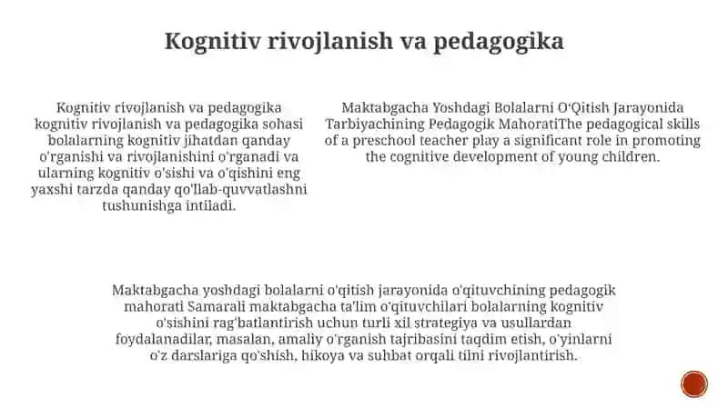 Maktabgacha Yoshdagi Bolalarni OʻQitish Jarayonida Tarbiyachining Pedagogik Mahorati 4