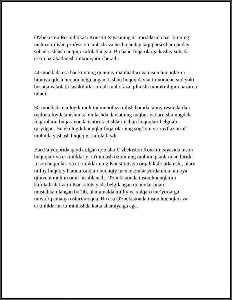 O'ZBEKISTONDA INSON HUQUQLARI VA ERKINLIKLARINI TA'MINLASH TIZIMI 4