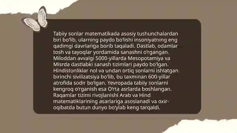Tabiiy son va nol tushunchasining vujudga kelishi tarixini oʻrganish 4