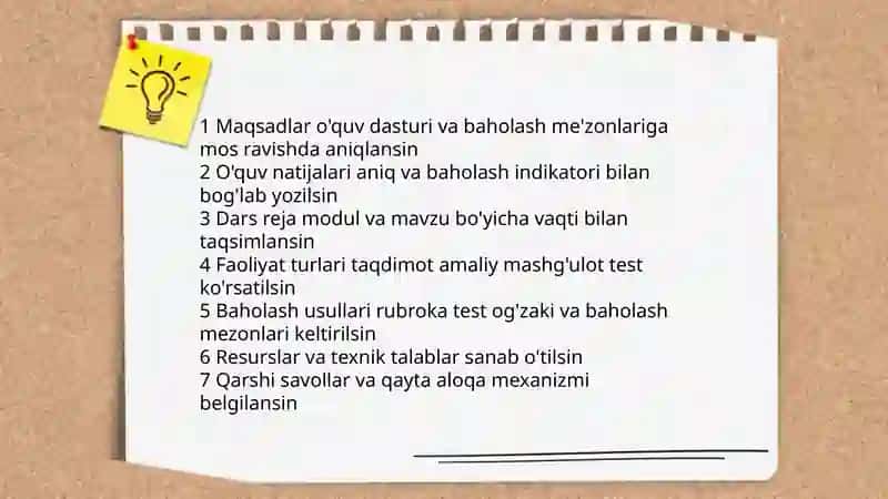 Nazorat darslarini tashkil etish bo'yicha video dars 4