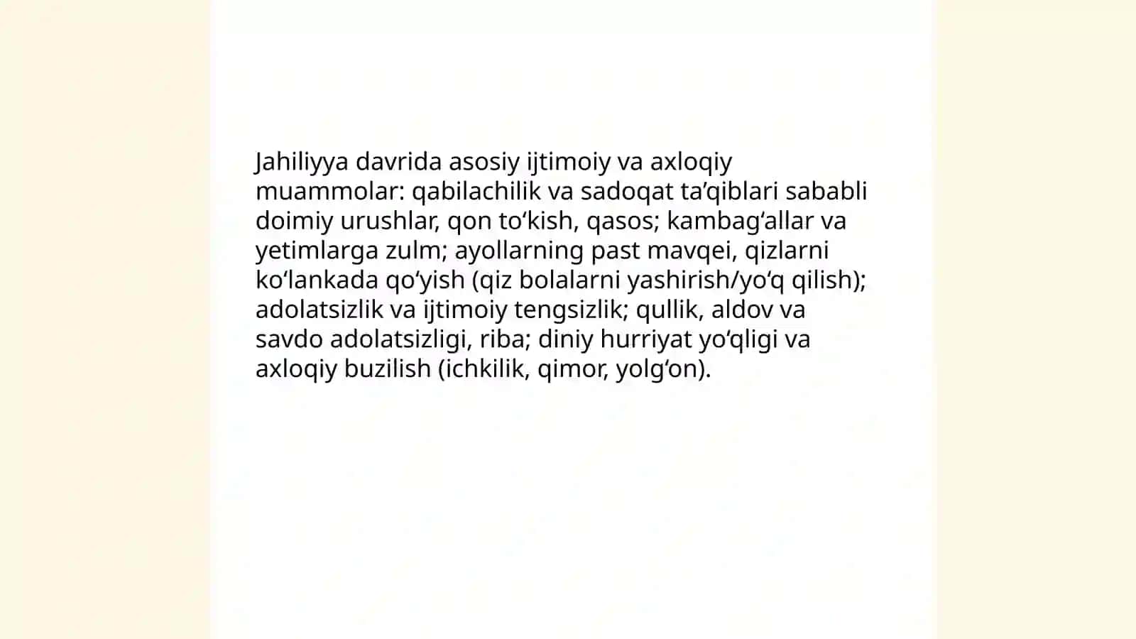 Islom dinining paydo bo'lishidagi ijtimoiy siyosiy va madaniy sharoitlar 4