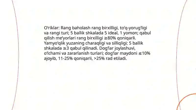 Oʻrik mevalar sifatiga sensorik baho berish 4