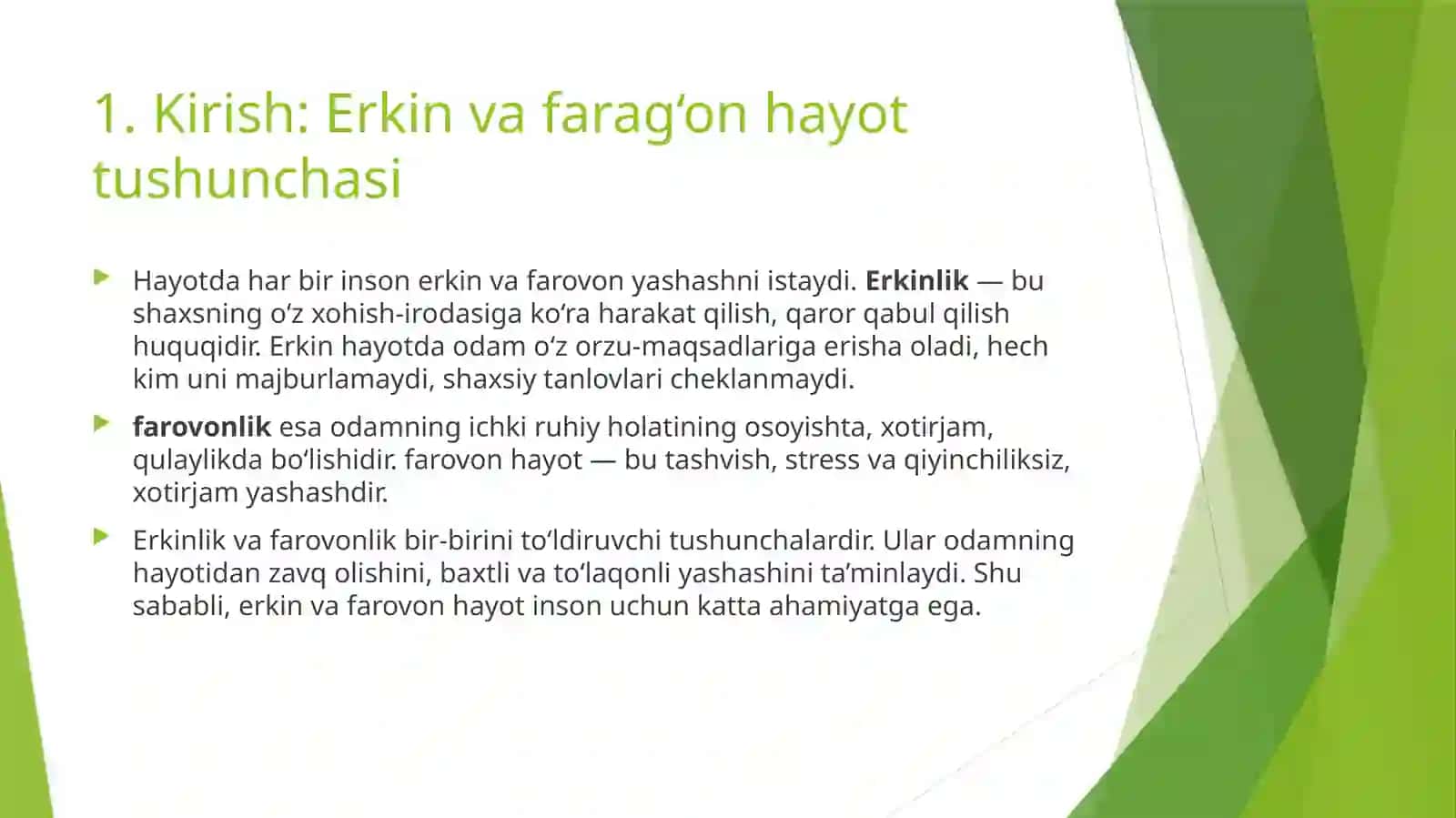 Erkin va farag‘on hayot tushunchasi 4