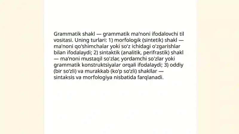Grammatik ma'no, grammatik shakl va grammatik kategoriya 4