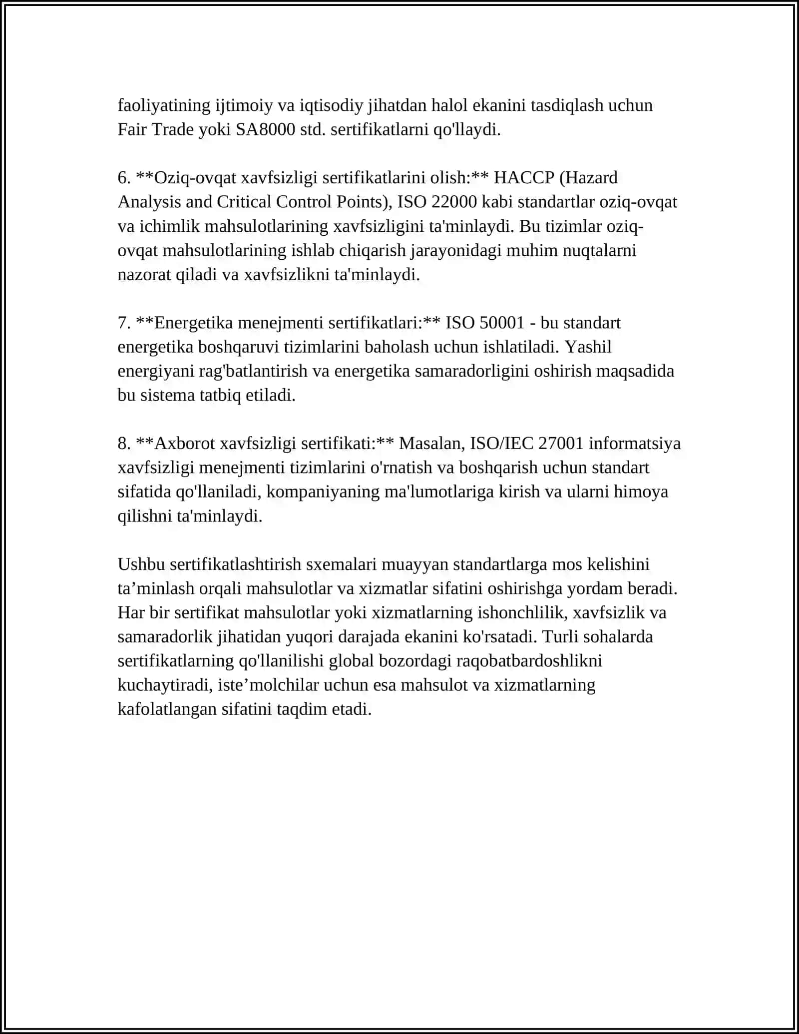 MUSTAQIL ISH Mavzu: SERTIFIKATLASHTIRISH SXEMALARINI O'RGANISH 4