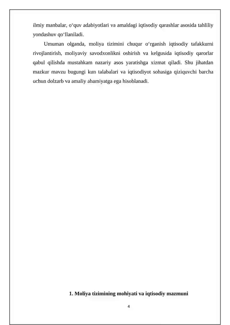 MOLIYA TIZIMINING MOHIYATI,TUZULISHI VA VAZIFALARI 4
