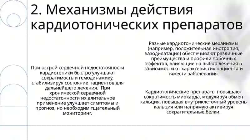 Значение кардиотонических средств при острой и хронической сердечной недостаточности 4