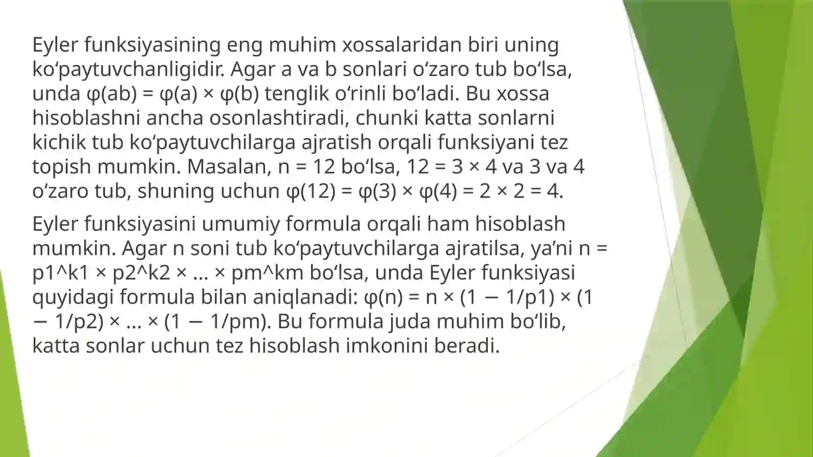 Eyler Funksiyasi va Uni Hisoblash Algoritmi 4