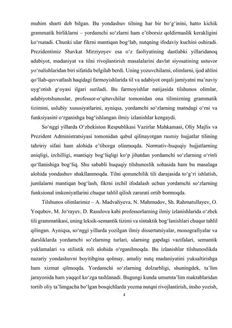 O'zbek tilida yordamchi so'zlar 4