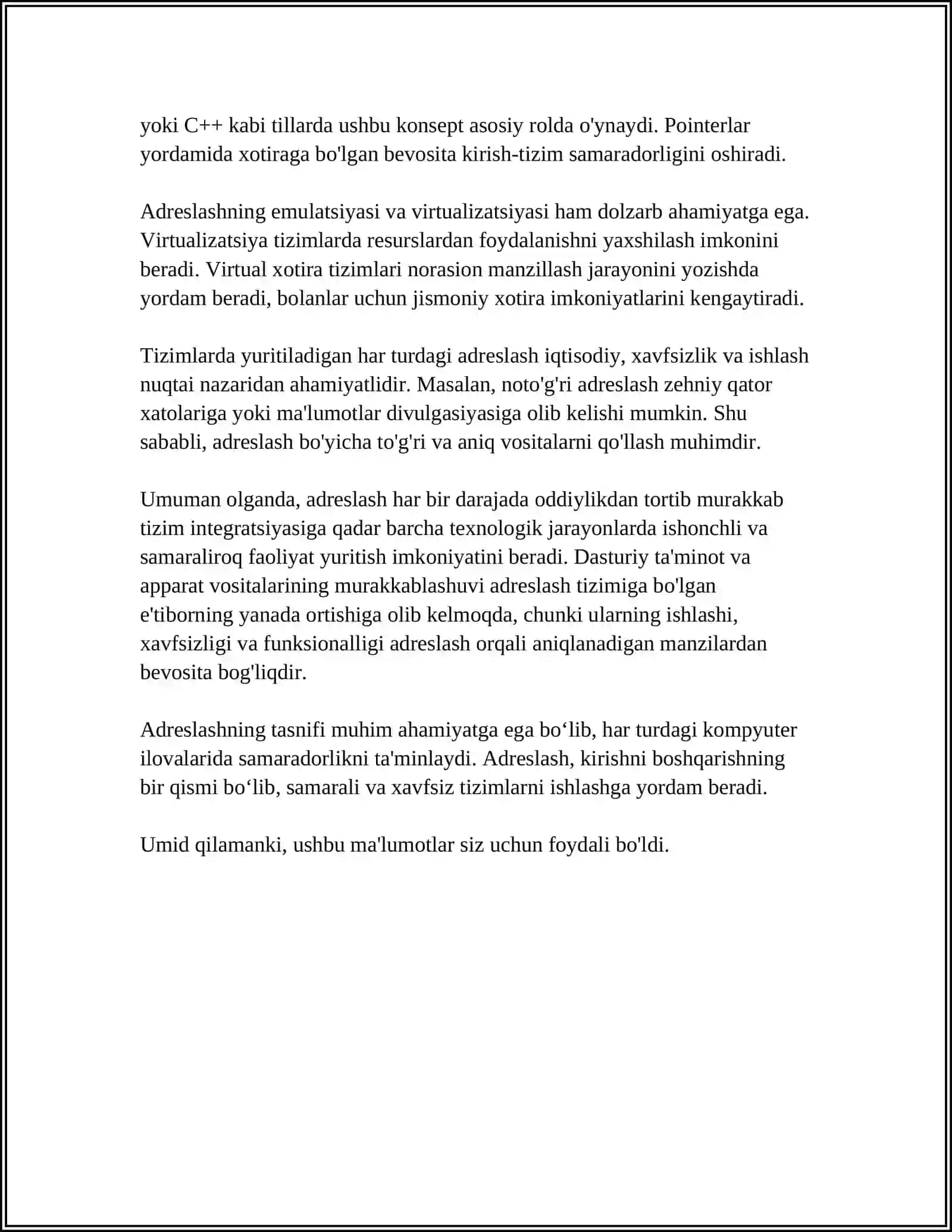 ADRESLASH VA UNING TURLARI. SHIFRATOR VA DESHIFRATORLAR 4