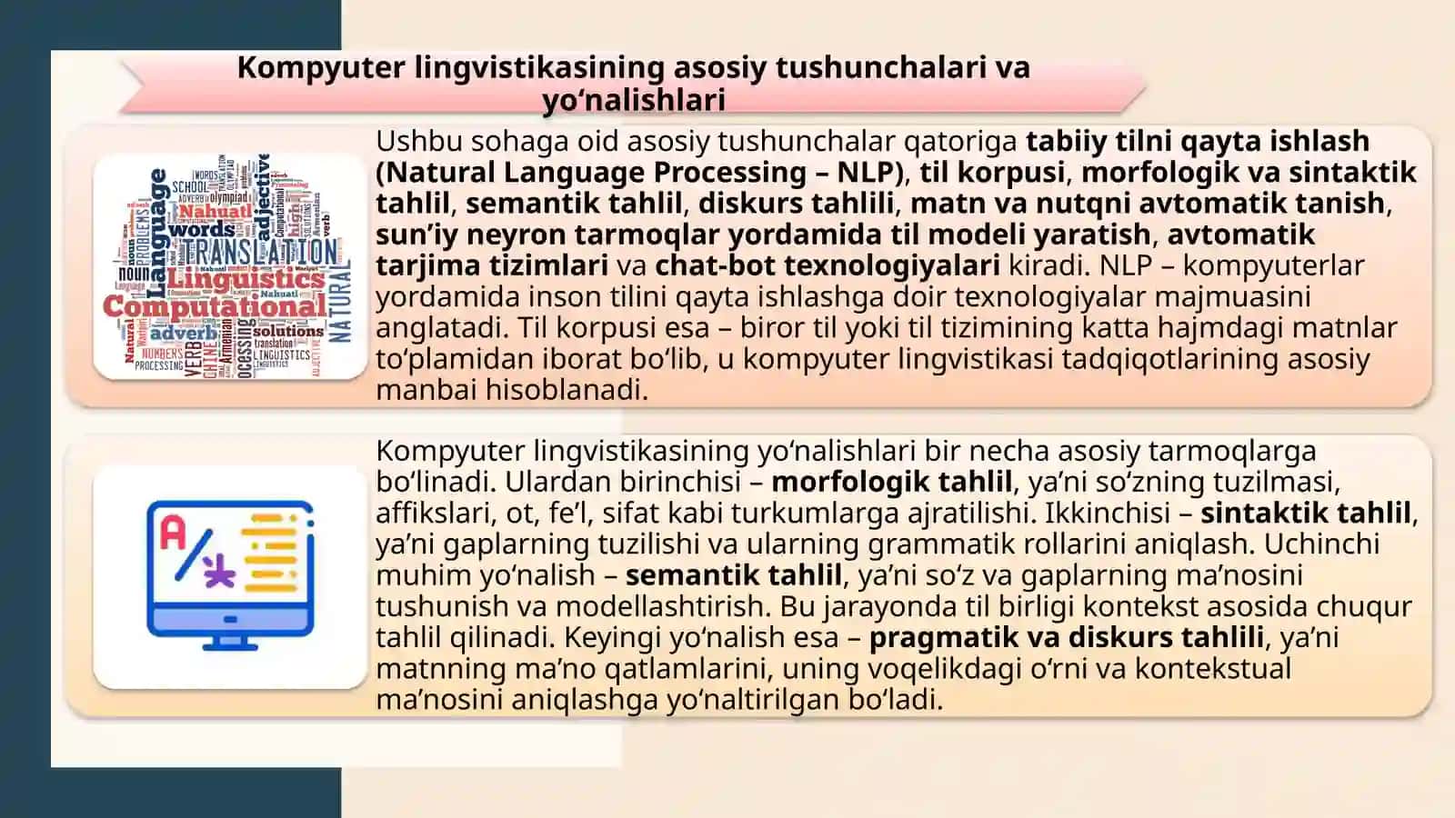 Kompyuter lingvistikasining maqsadi va vazifalari 4