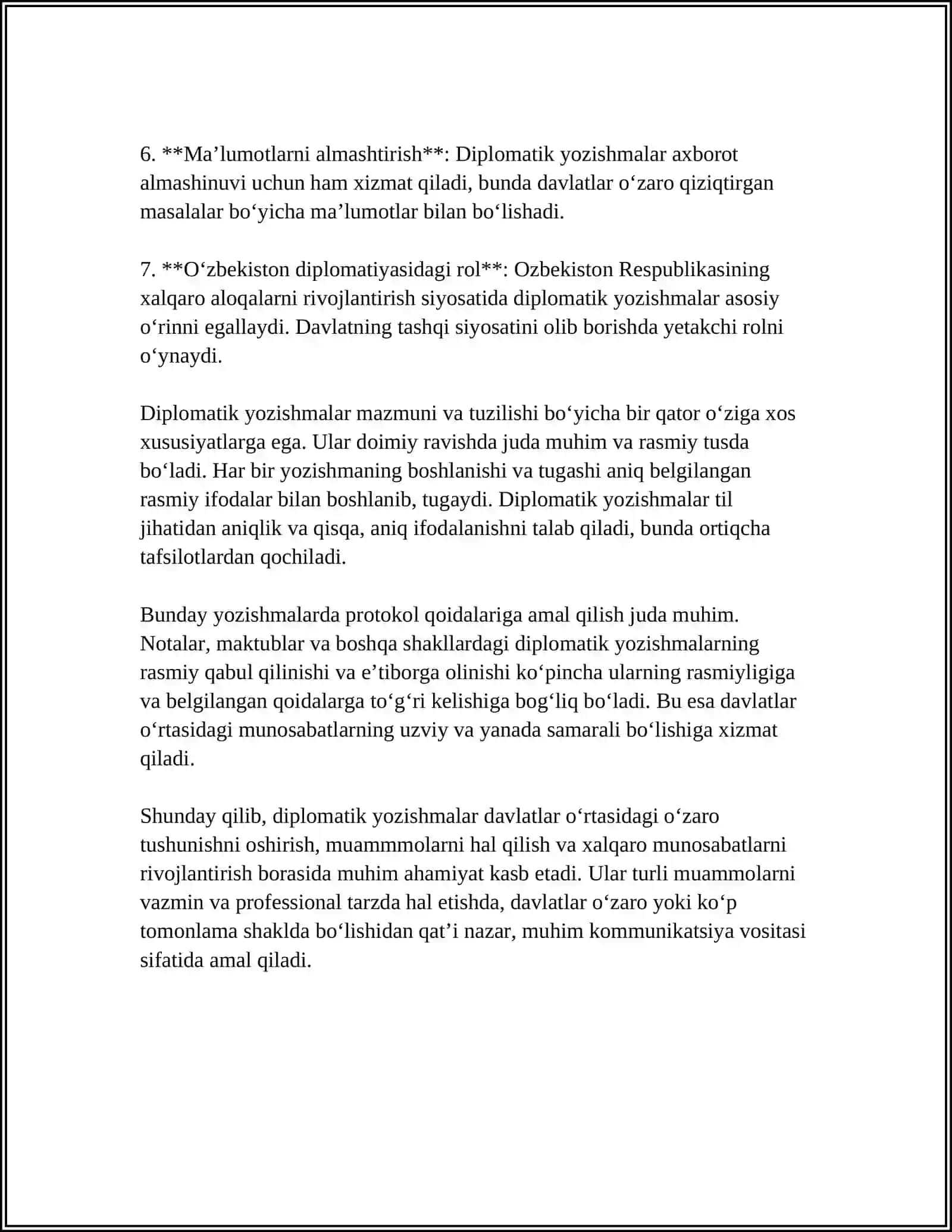 DIPLOMATIK YOZISHMALAR VA ULARNING XUSUSIYATLARI 4