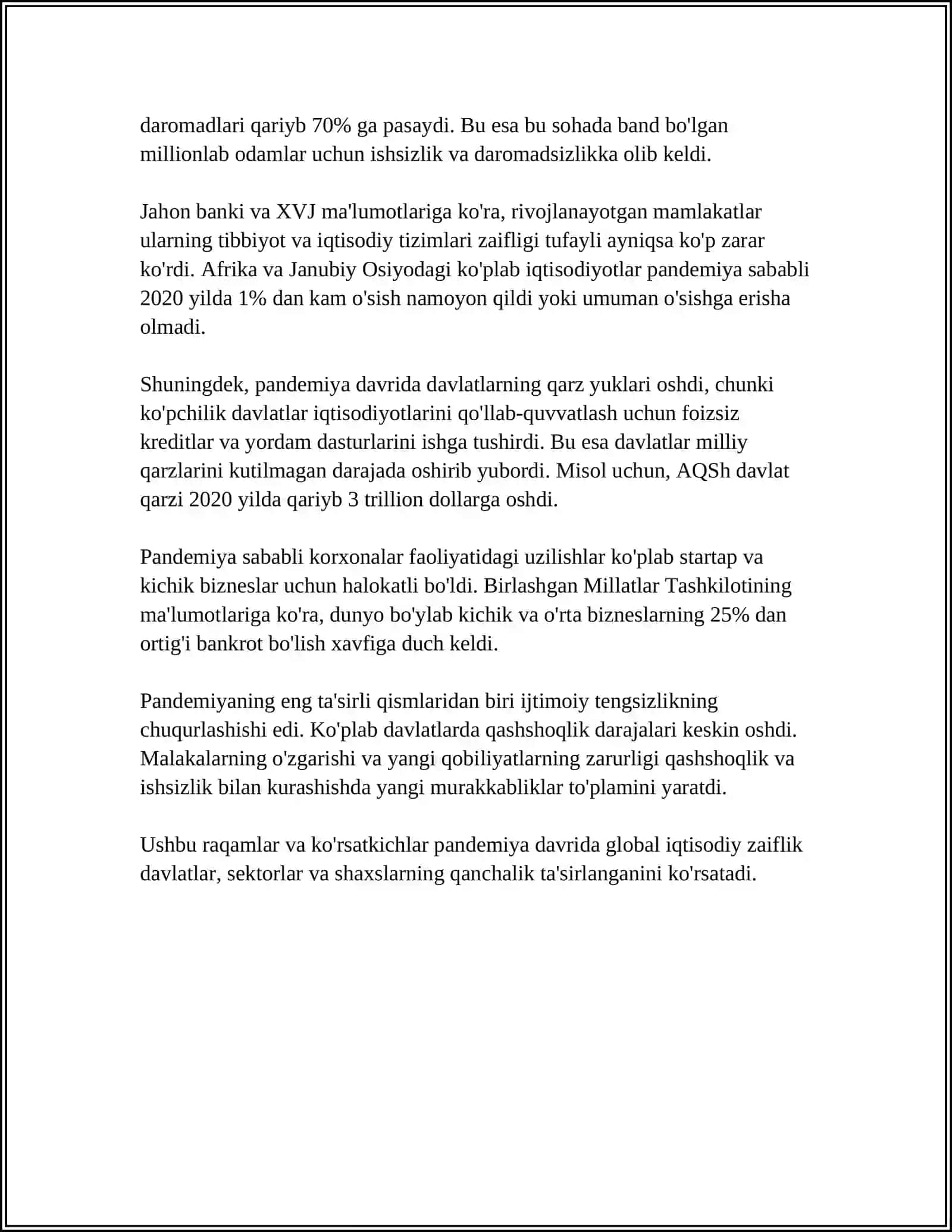 PANDEMIYA - 21 ASIRNING GLOBAL MUOMMOSI VA UNING OQIBATLARI 4