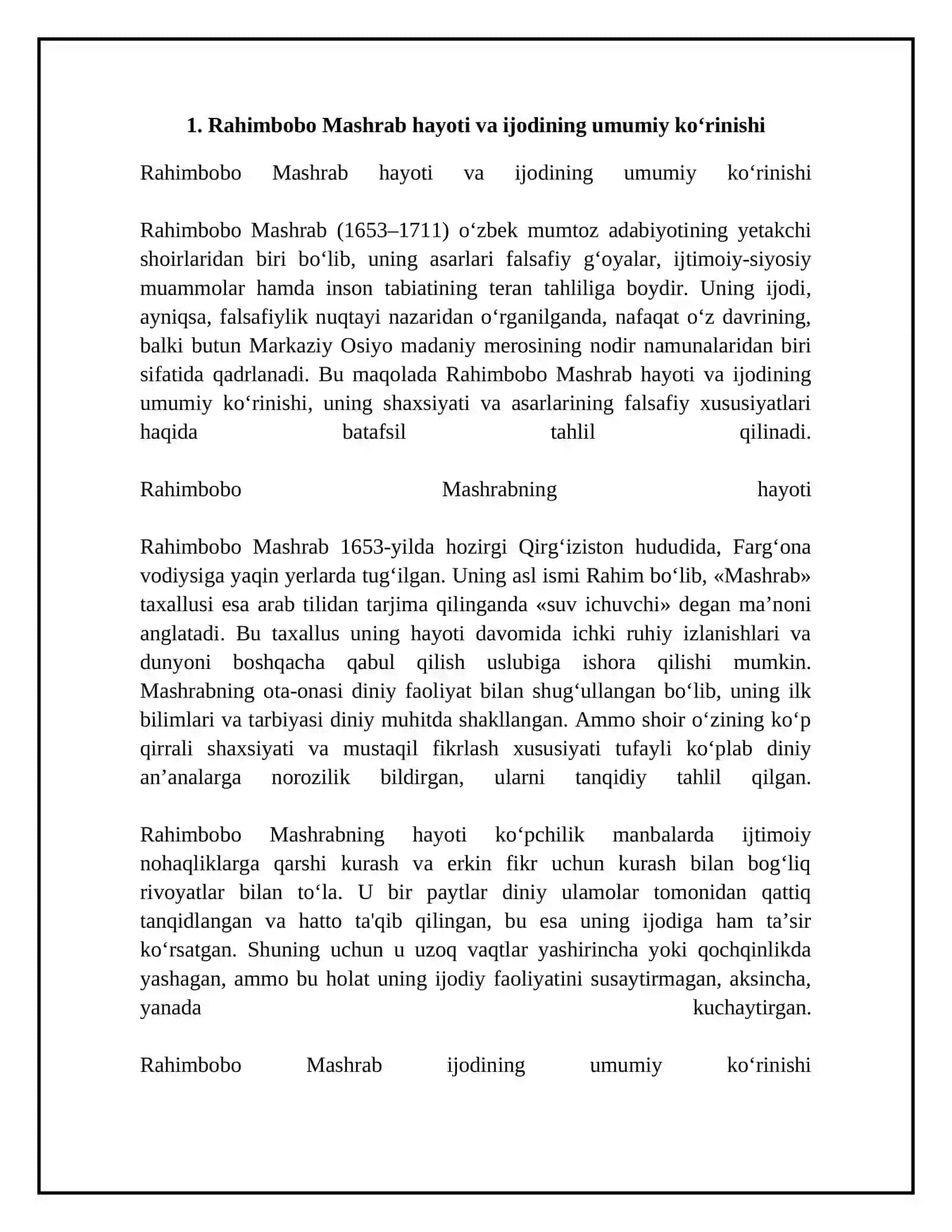Rahimbobo Mashrab ijodida falsafiylik 4