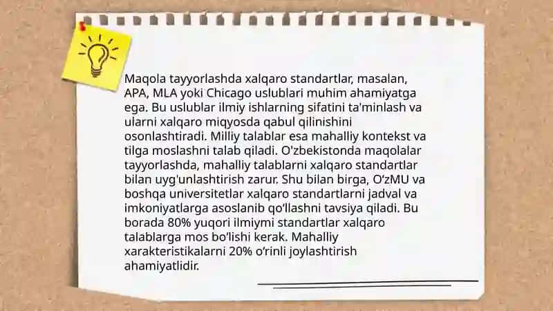 Milliy va xalqaro tadqiqotlarning qiyosiy tahlili. Xalqaro ma'lumotlar bazasiga kiritilgan jurnallarga maqola tayyorlash talablari va prinsiplari 4