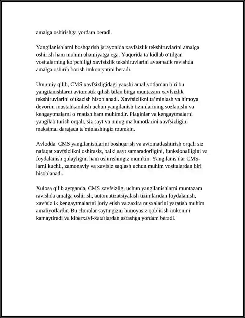 CMS XAVFSIZLIGI: ENG YAXSHI AMALIYOTLAR VA XAVFSIZLIK QO'LLABQUVVATLOVCHI KENGAYTMALAR 4